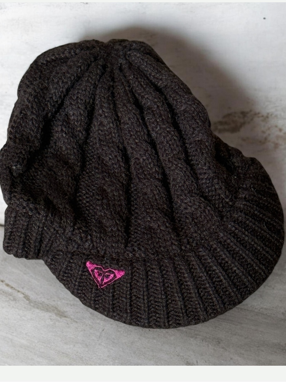Roxy Chocolate Brown Cable Knit Brim Hat!